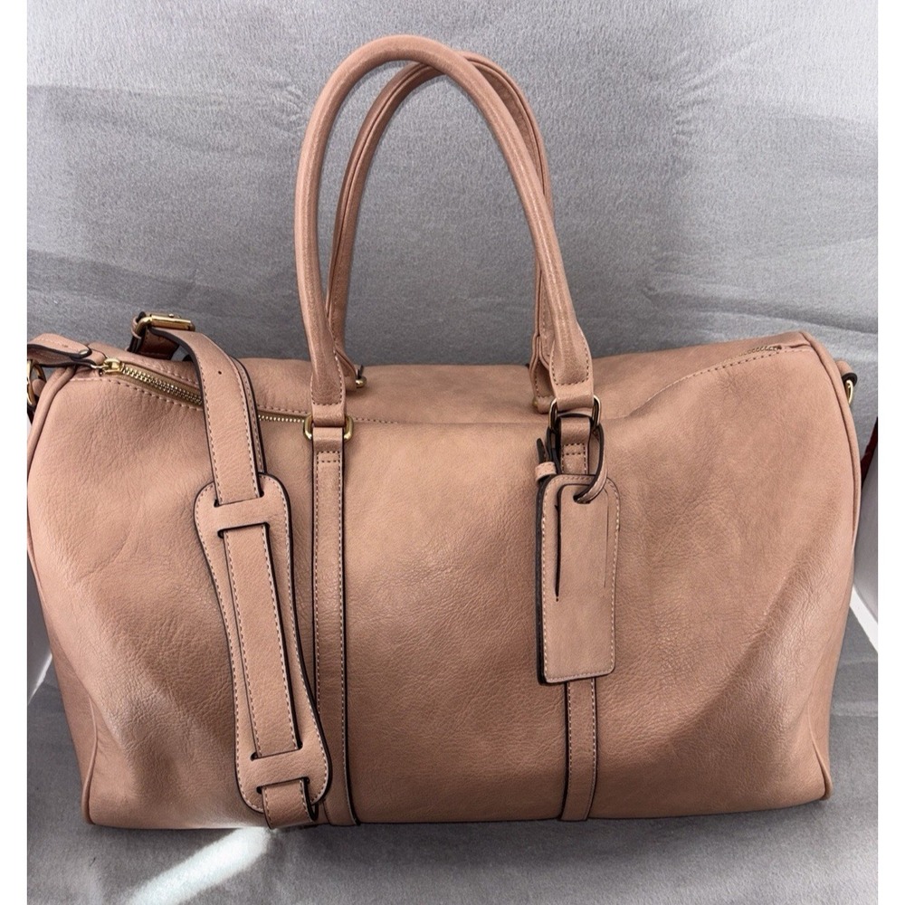 Sole Society Lacie PINK Vegan Leather Weekender Large Duffle Travel Bag Leopard